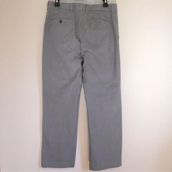 Express Producer Straight Leg Flat Front Gray Striped Pants - Picture 2 of 15